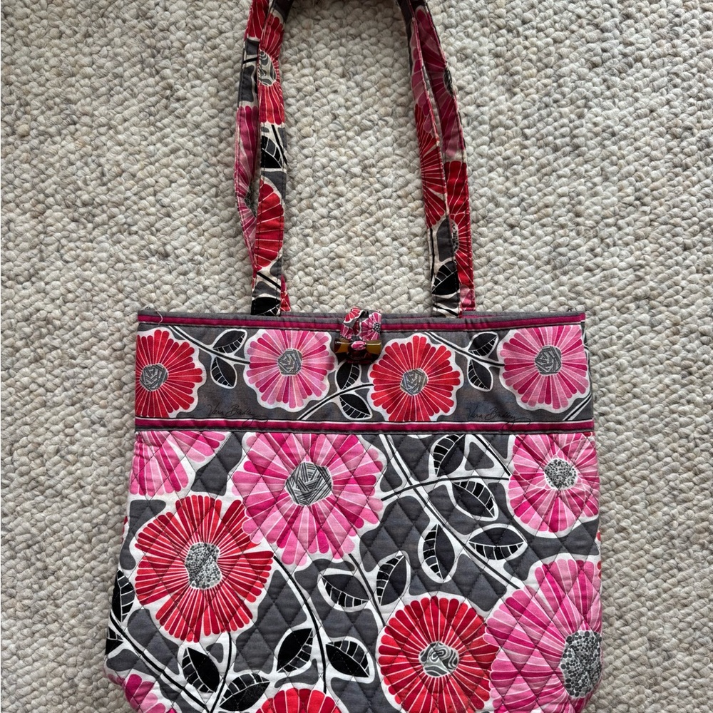 Vera Bradley Pink and Gray Floral Shoulder Bag